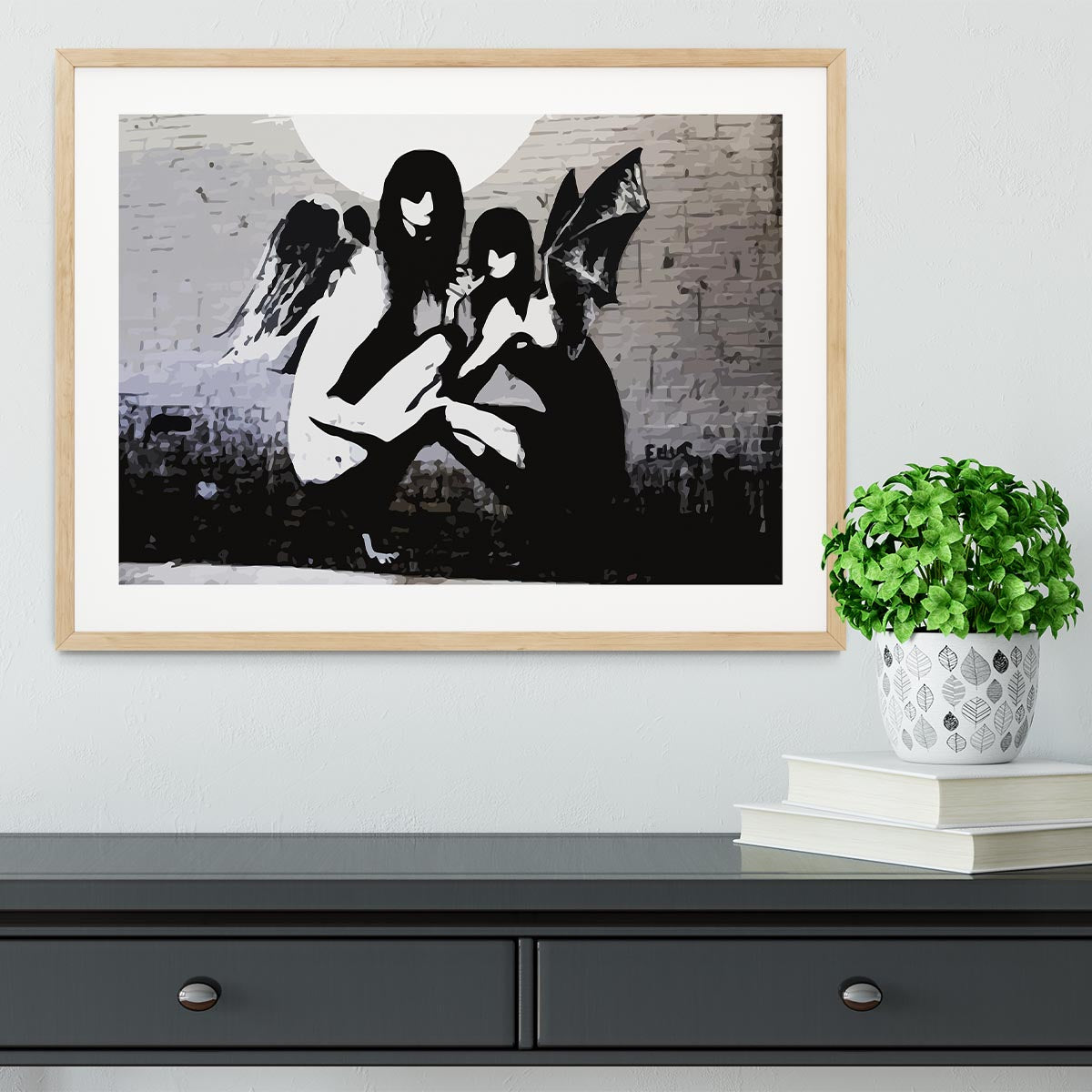Banksy Angels In Moonlight Framed Print