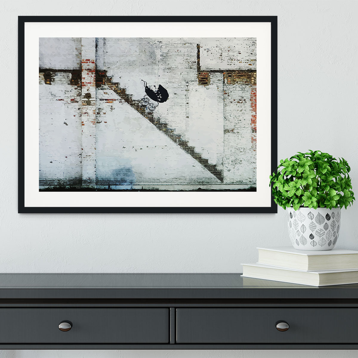 Banksy Baby Carriage Framed Print - Canvas Art Rocks - 1