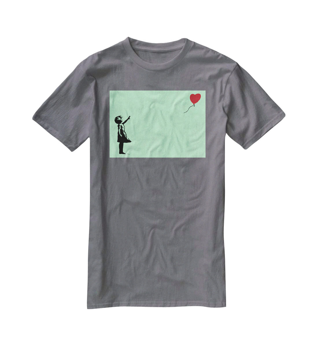 Banksy Balloon Heart Girl Green T-Shirt - Canvas Art Rocks - 3