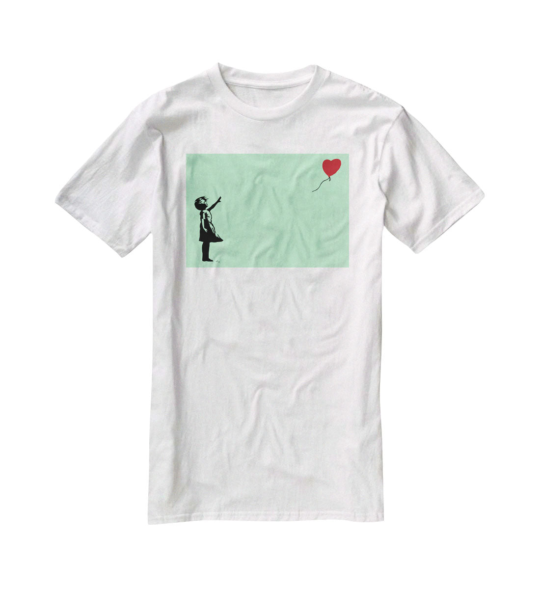 Banksy Balloon Heart Girl Green T-Shirt - Canvas Art Rocks - 5