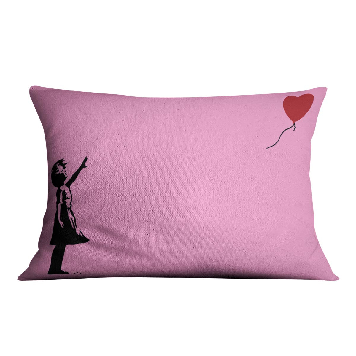 Banksy Balloon Heart Girl Pink Cushion - Canvas Art Rocks - 4