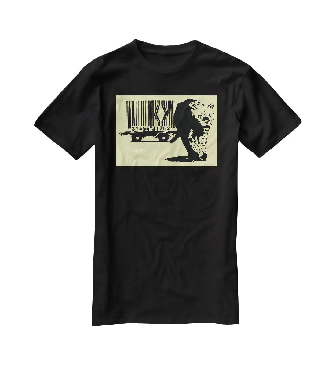 Banksy Barcode Leopard Yellow T-Shirt - Canvas Art Rocks - 1