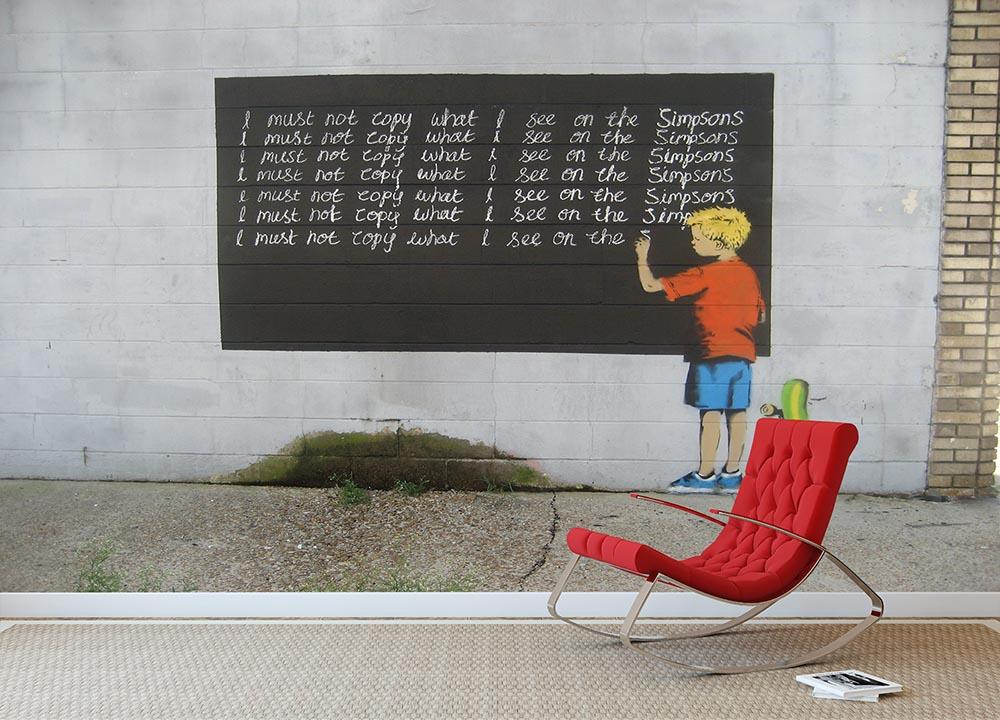 Banksy Bart Simpson Wall Mural Wallpaper - Canvas Art Rocks - 2