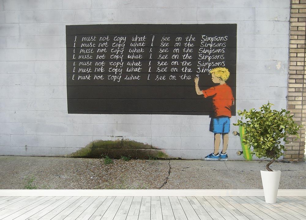 Banksy Bart Simpson Wall Mural Wallpaper - Canvas Art Rocks - 4