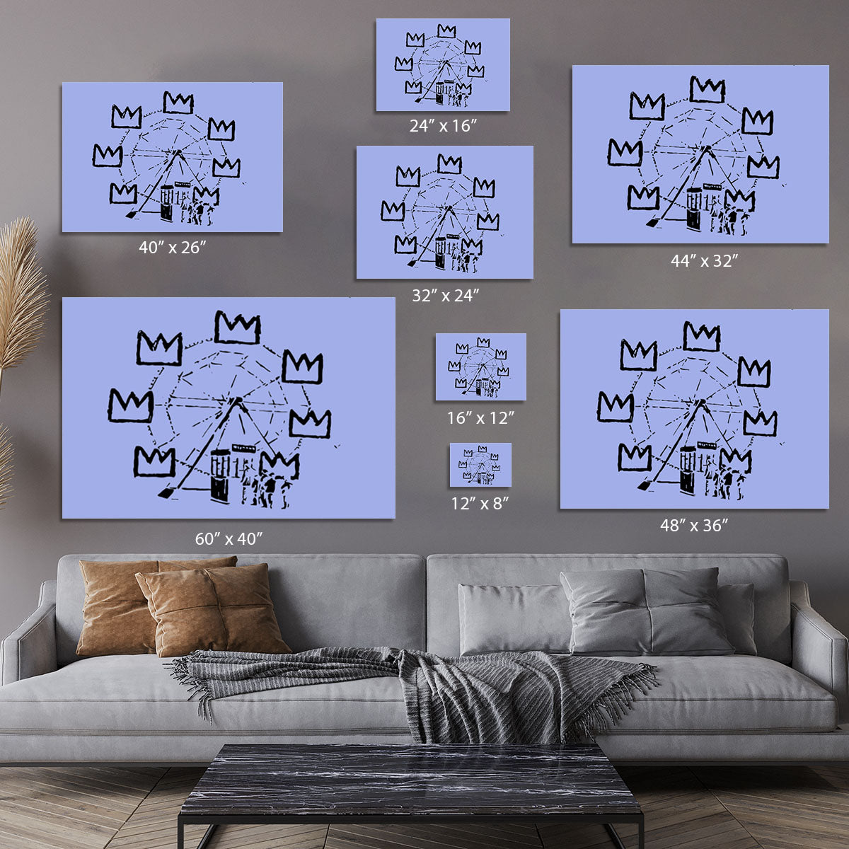 Banksy Basquiat Ferris Wheel Blue Canvas Print or Poster - Canvas Art Rocks - 7