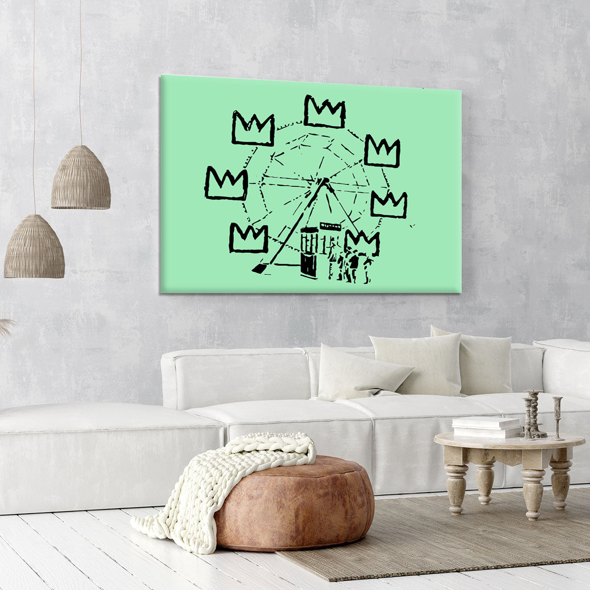 Banksy Basquiat Ferris Wheel Green Canvas Print or Poster - Canvas Art Rocks - 6