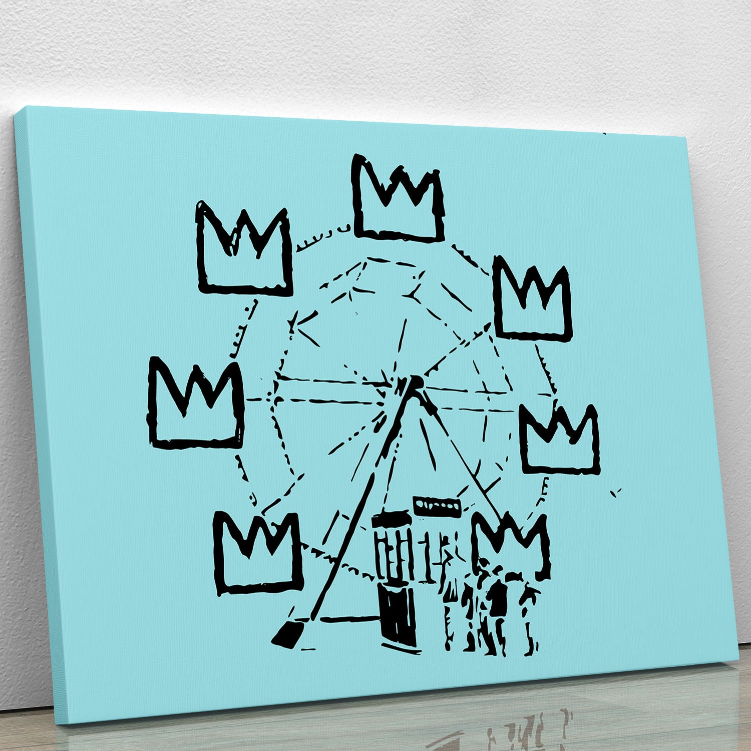 Banksy Basquiat Ferris Wheel Light Blue Canvas Print or Poster - Canvas Art Rocks - 1