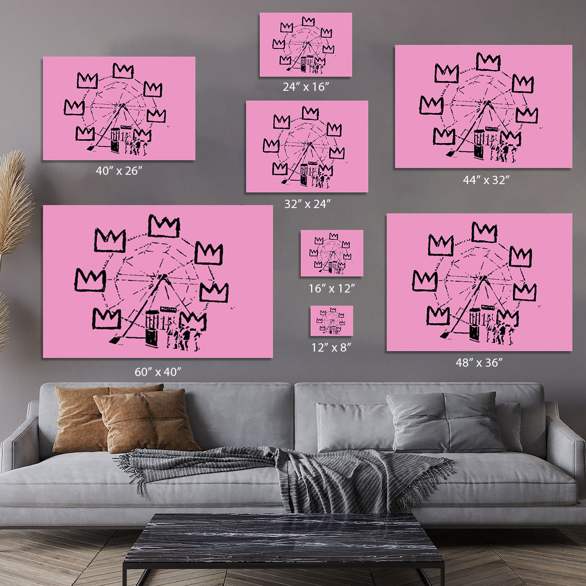Banksy Basquiat Ferris Wheel Pink Canvas Print or Poster - Canvas Art Rocks - 7
