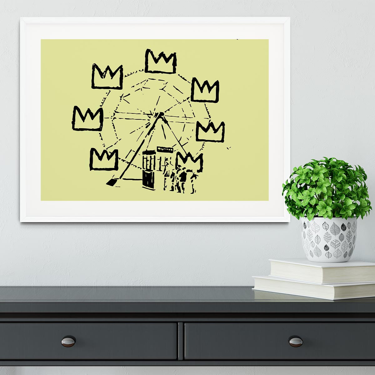 Banksy Basquiat Ferris Wheel Yellow Framed Print - Canvas Art Rocks - 5