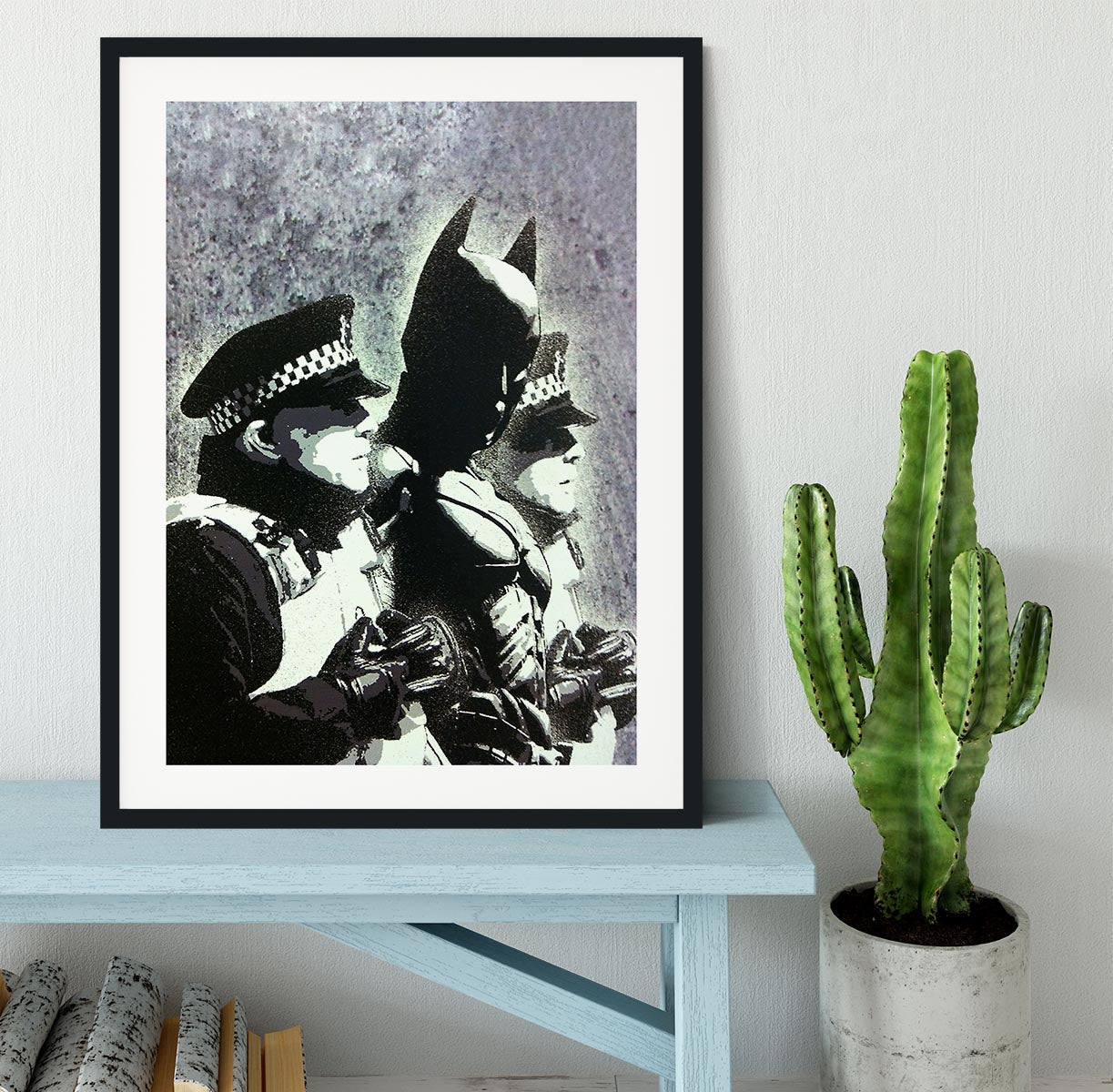 Banksy Batman and the Police Framed Print - Canvas Art Rocks - 1