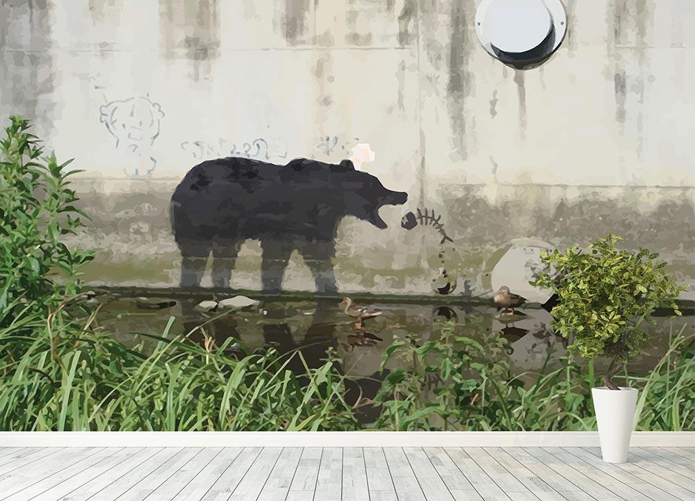 Banksy Bear Wall Mural Wallpaper - Canvas Art Rocks - 4