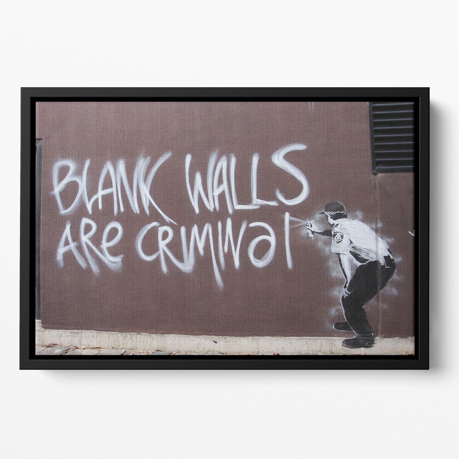Banksy Blank Walls Are Criminal Floating Framed Canvas