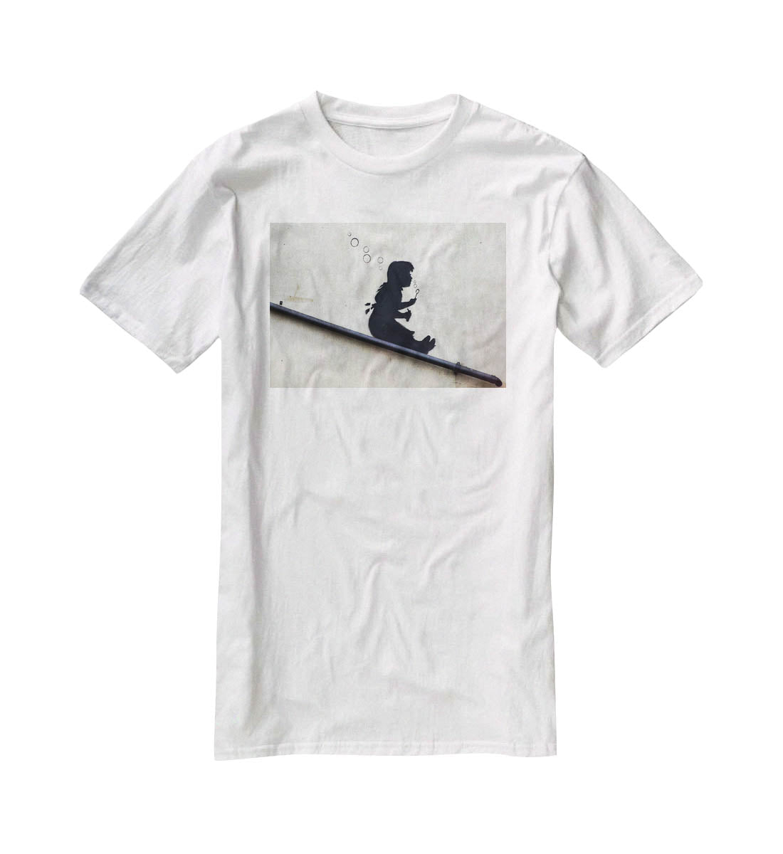 Banksy Bubble Slide Girl T-Shirt - Canvas Art Rocks - 5