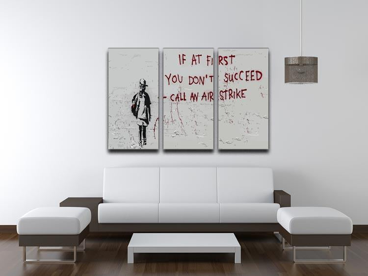 Banksy Call An Airstrike 3 Split Panel Canvas Print - Canvas Art Rocks - 4