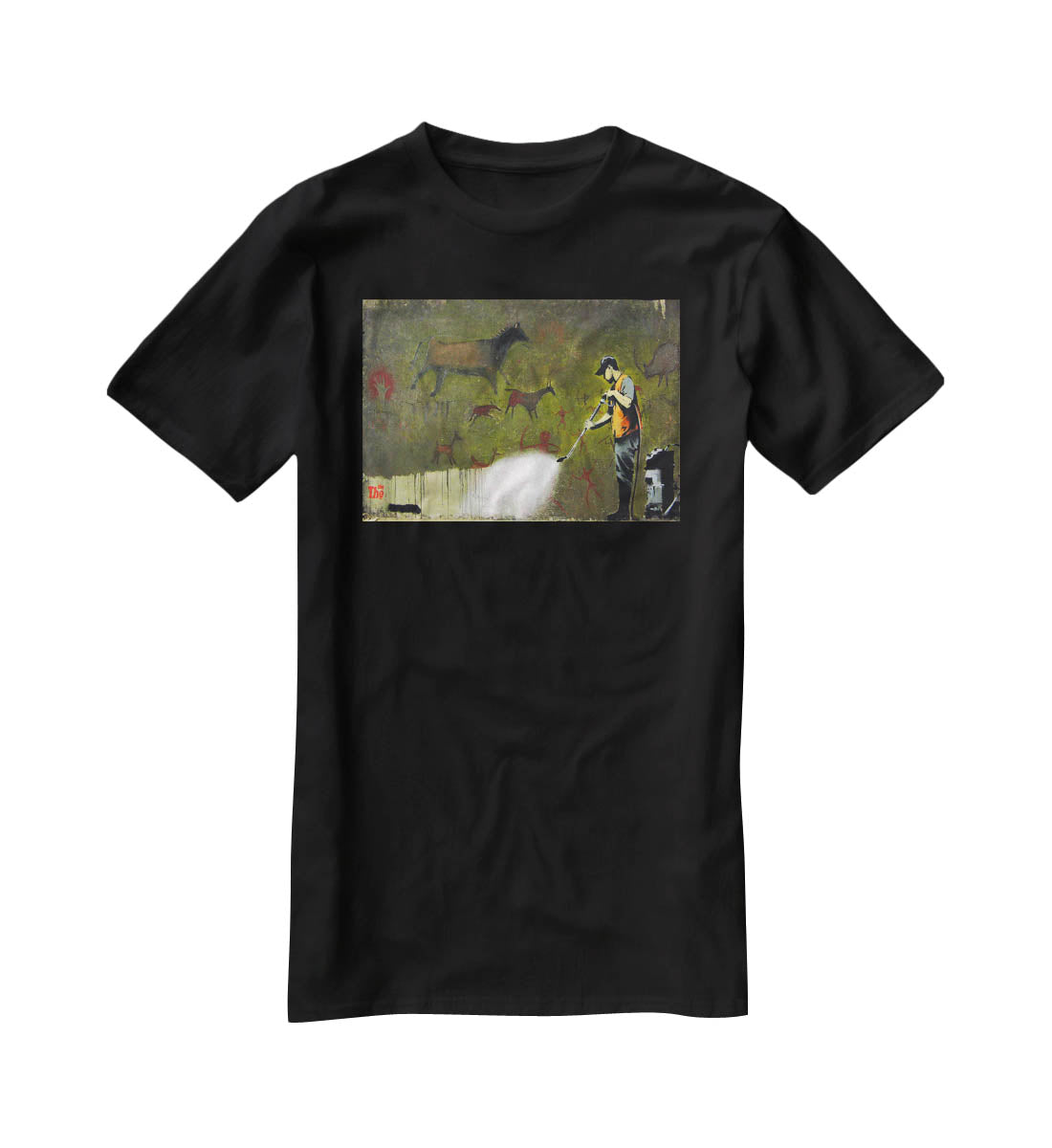 Banksy Cave Graffiti Removal T-Shirt - Canvas Art Rocks - 1