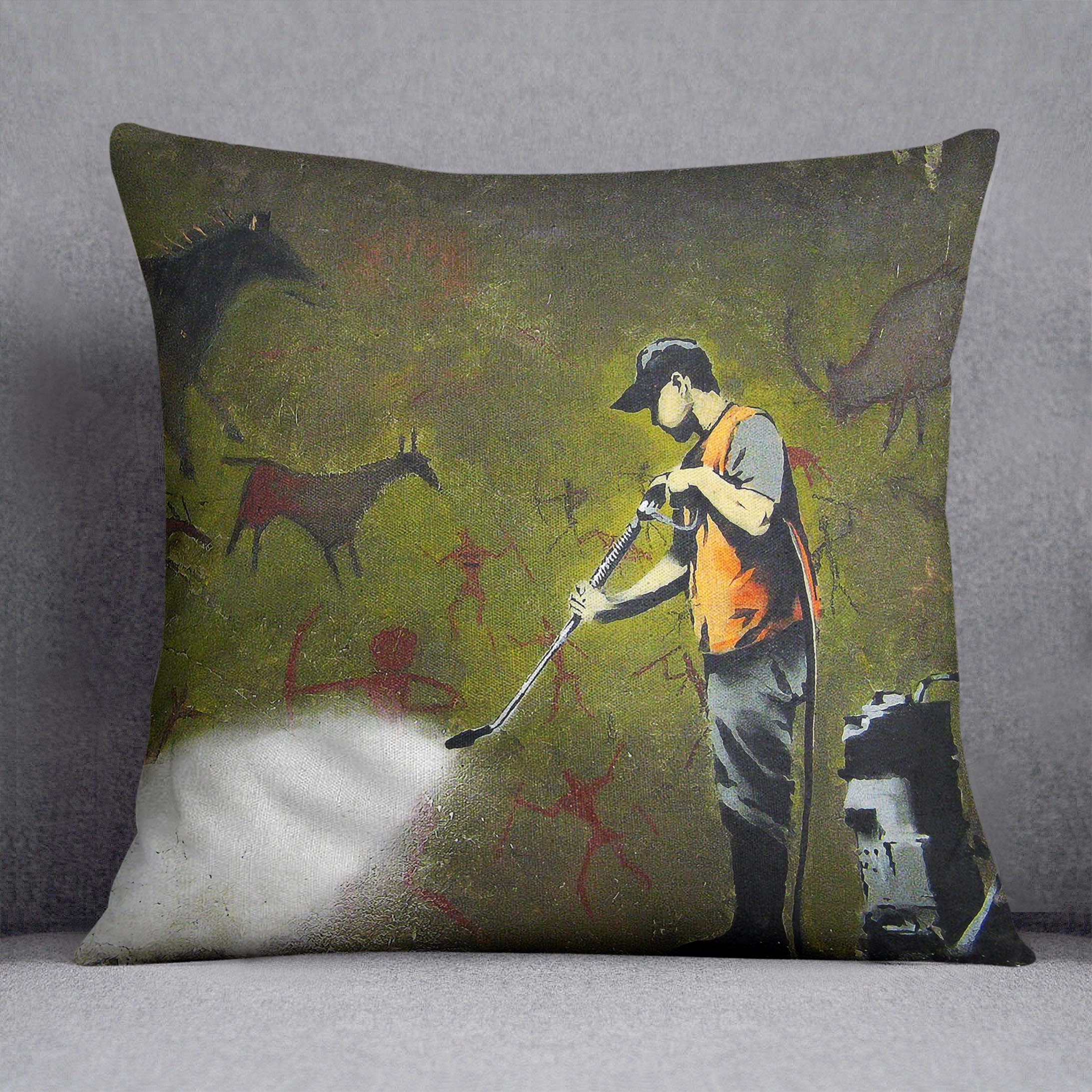 Banksy Cave Graffiti Removal Cushion