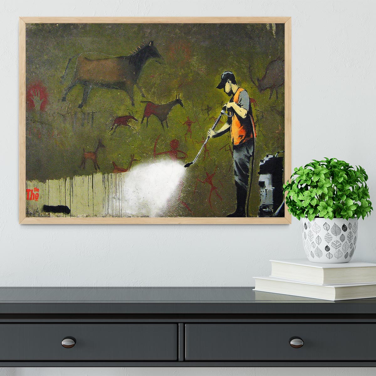 Banksy Cave Graffiti Removal Framed Print - Canvas Art Rocks - 4