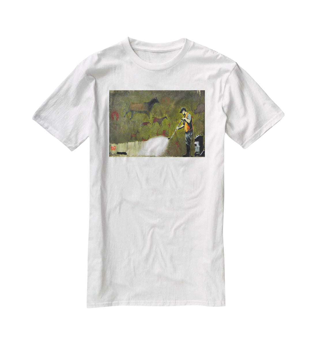 Banksy Cave Graffiti Removal T-Shirt - Canvas Art Rocks - 5