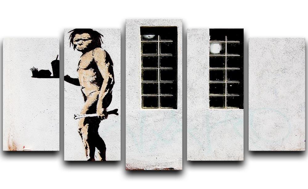 Banksy Caveman Takeaway 5 Split Panel Canvas - Canvas Art Rocks - 1