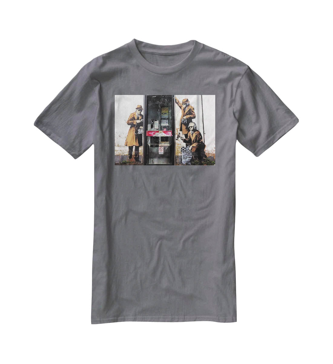 Banksy Cheltenham Telephone Box Spies T-Shirt - Canvas Art Rocks - 3
