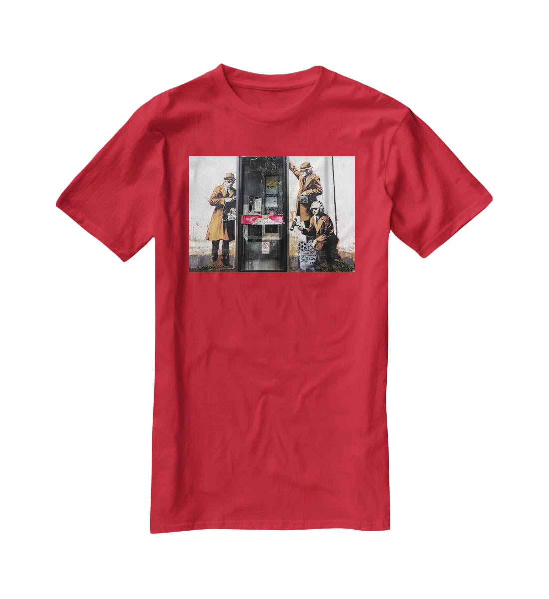 Banksy Cheltenham Telephone Box Spies T-Shirt - Canvas Art Rocks - 4