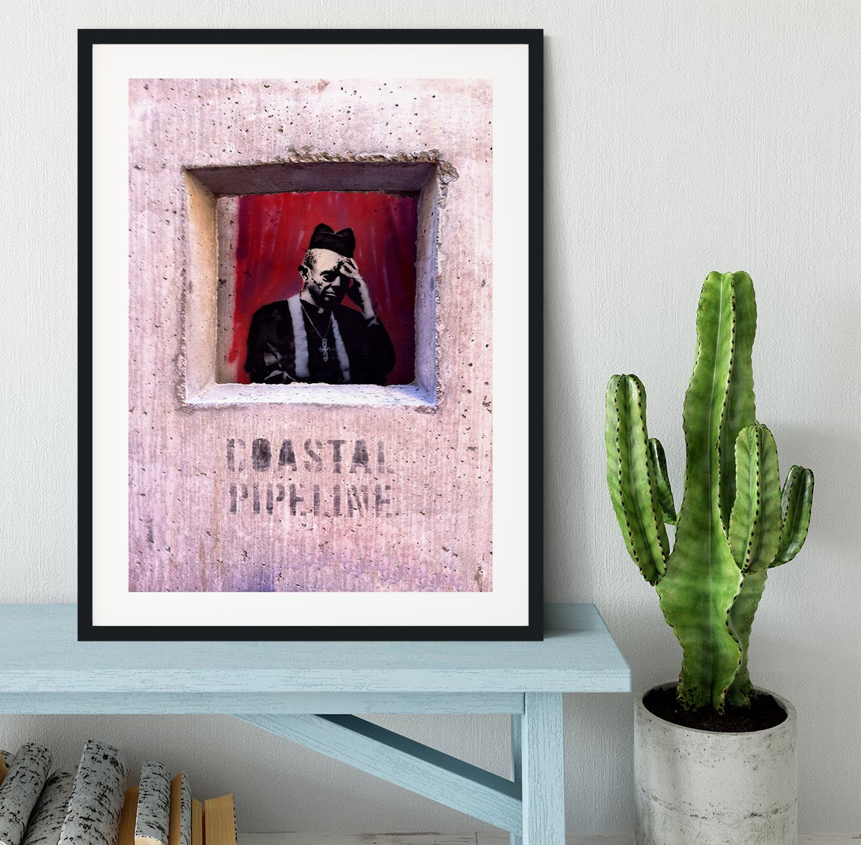 Banksy Concrete Confessional Framed Print - Canvas Art Rocks - 1