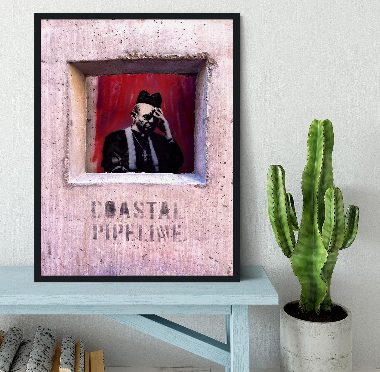 Banksy Concrete Confessional Framed Print - Canvas Art Rocks - 2