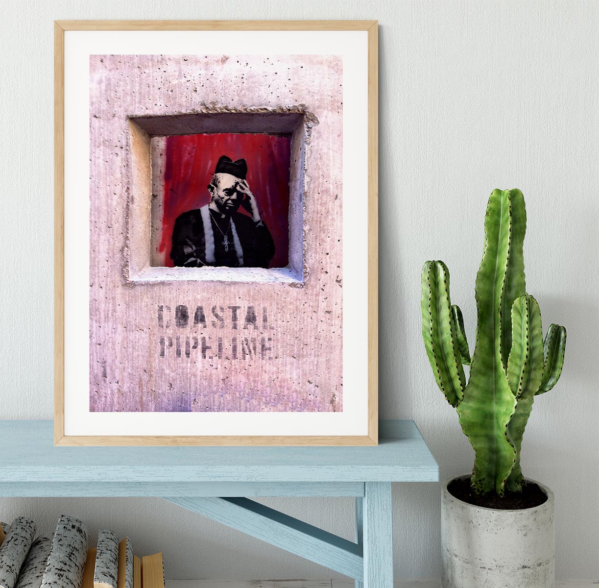 Banksy Concrete Confessional Framed Print - Canvas Art Rocks - 3