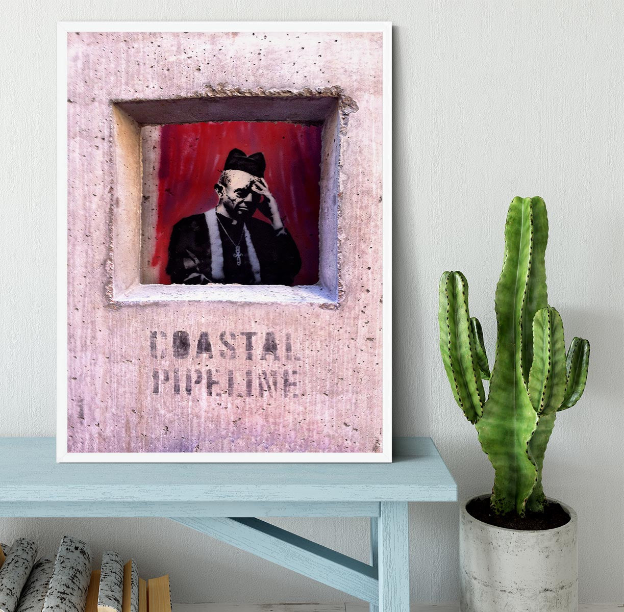 Banksy Concrete Confessional Framed Print - Canvas Art Rocks -6
