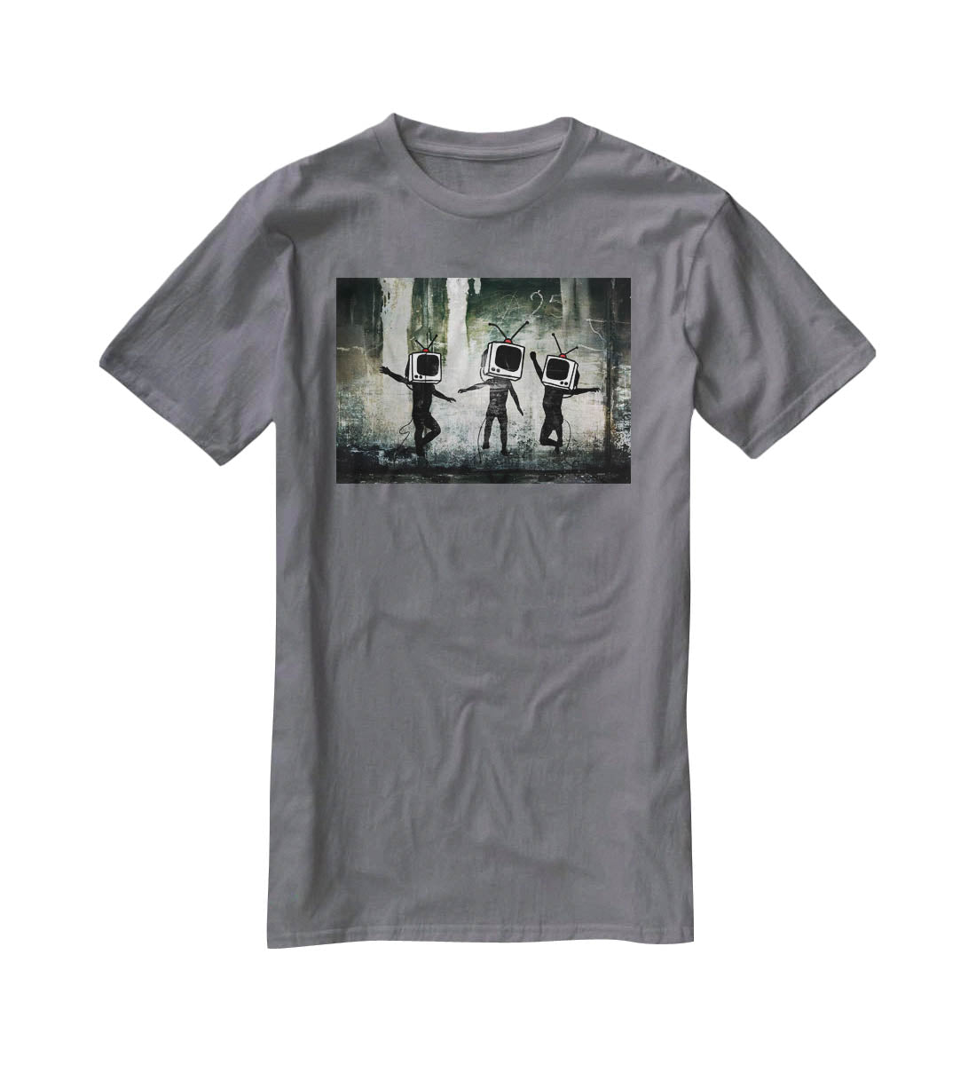 Banksy Dancing TV Heads T-Shirt - Canvas Art Rocks - 3