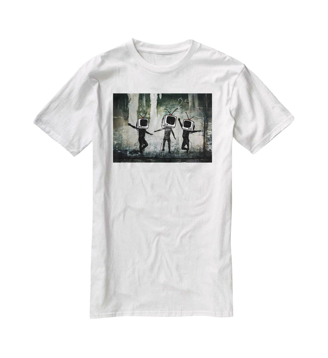 Banksy Dancing TV Heads T-Shirt - Canvas Art Rocks - 5