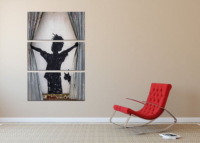 Banksy Derelict Farmhouse 3 Split Panel Canvas Print - Canvas Art Rocks - 2