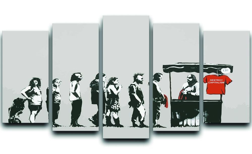 Banksy Destroy Capitalism 5 Split Panel Canvas - Canvas Art Rocks - 1