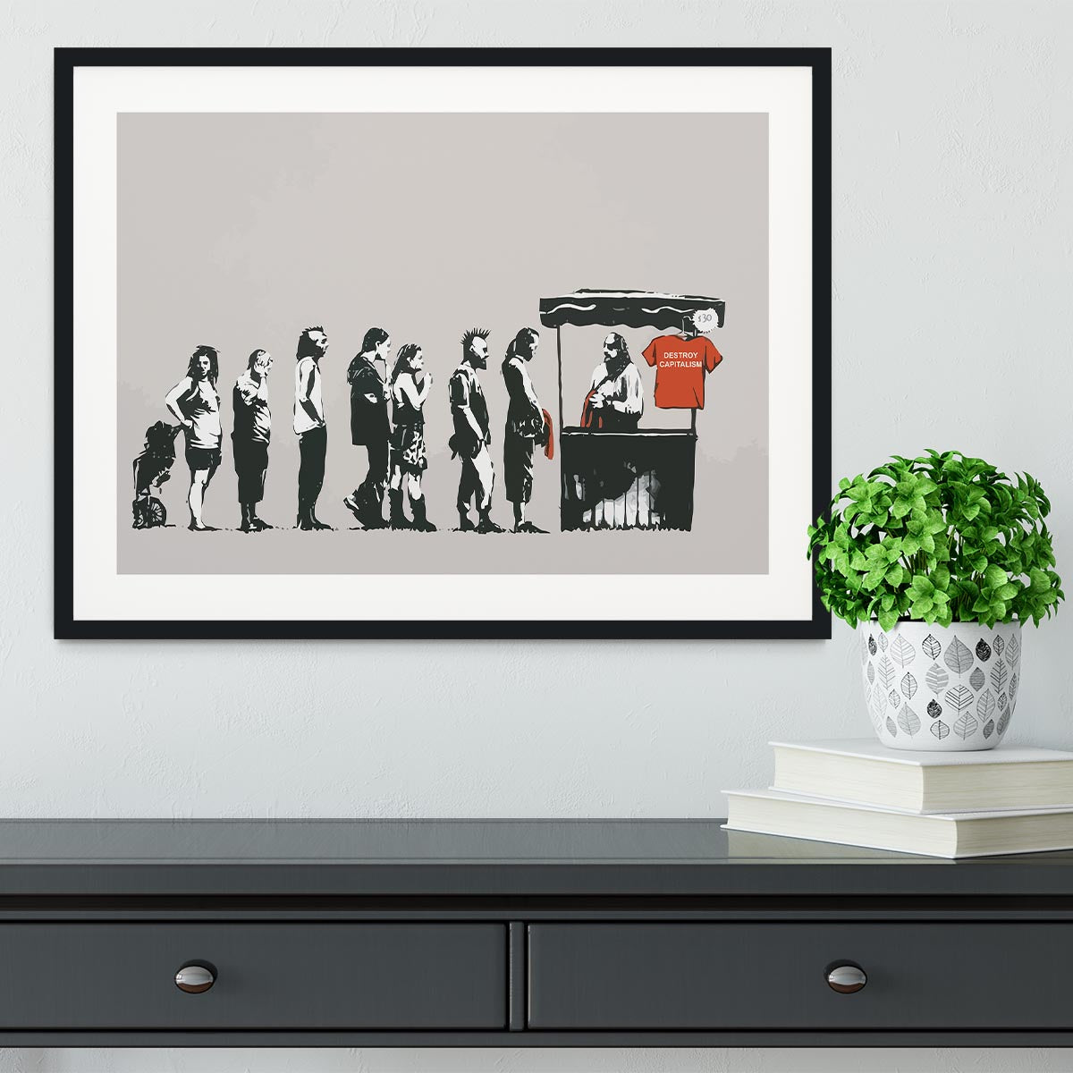 Banksy Destroy Capitalism Framed Print - Canvas Art Rocks - 1