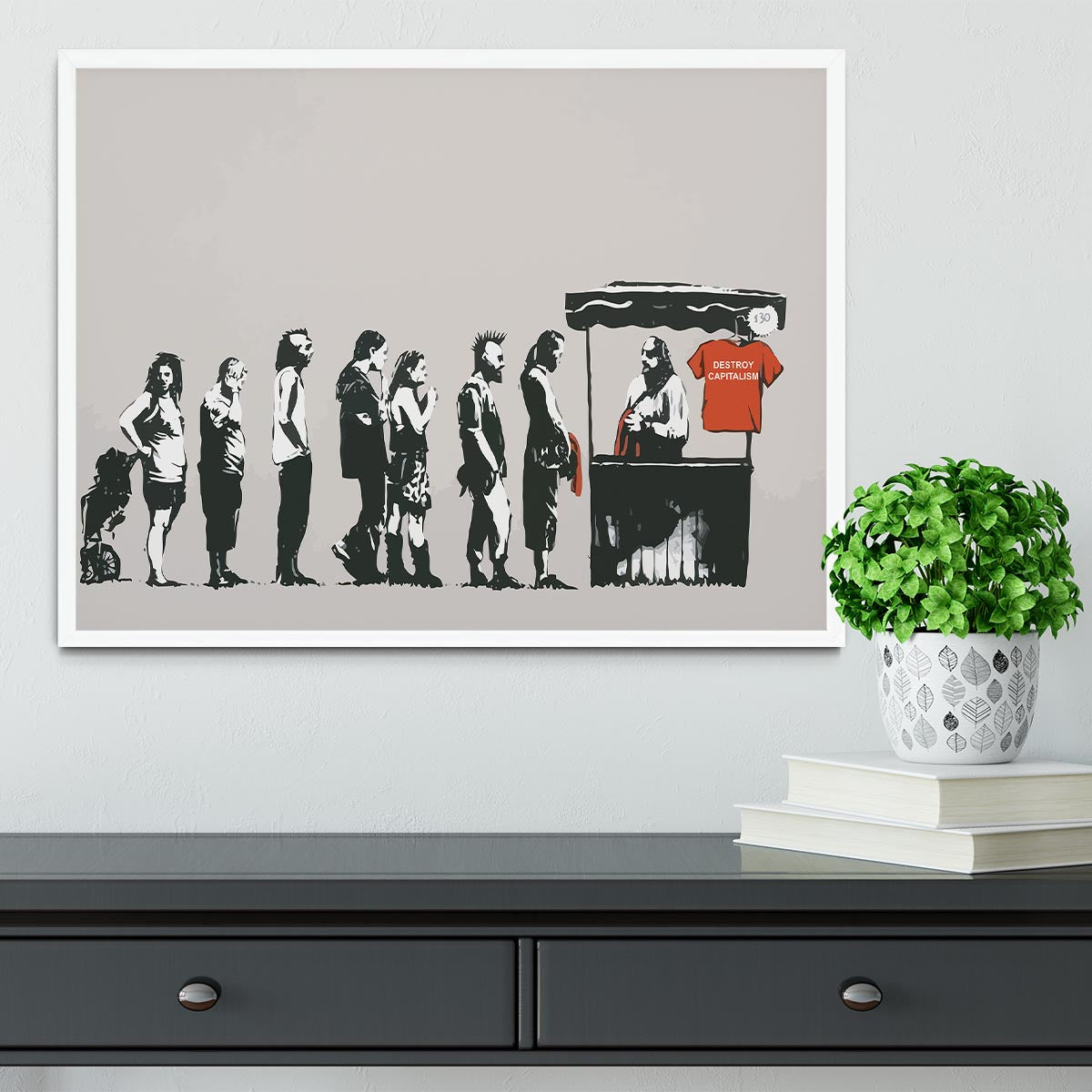 Banksy Destroy Capitalism Framed Print - Canvas Art Rocks -6
