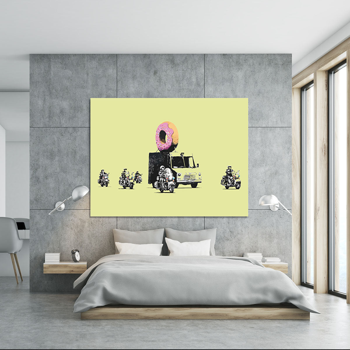 Banksy Doughnut Police Yellow Canvas Print or Poster - Canvas Art Rocks - 5