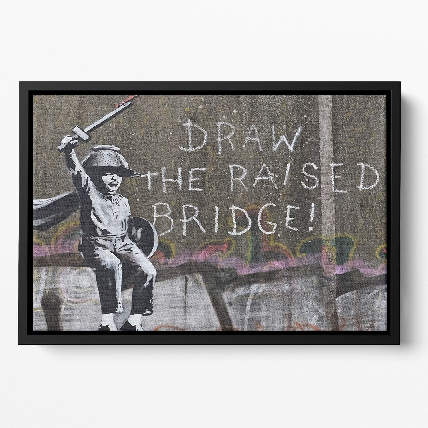 Banksy Draw The Raised Bridge Floating Framed Canvas