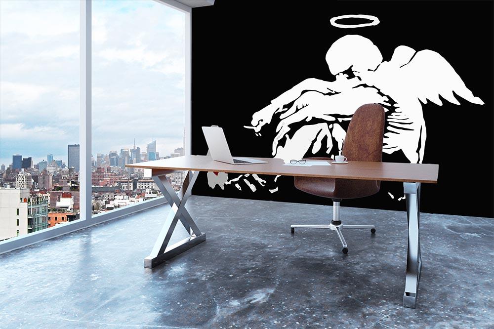 Banksy Fallen Angel Wall Mural Wallpaper - Canvas Art Rocks - 3