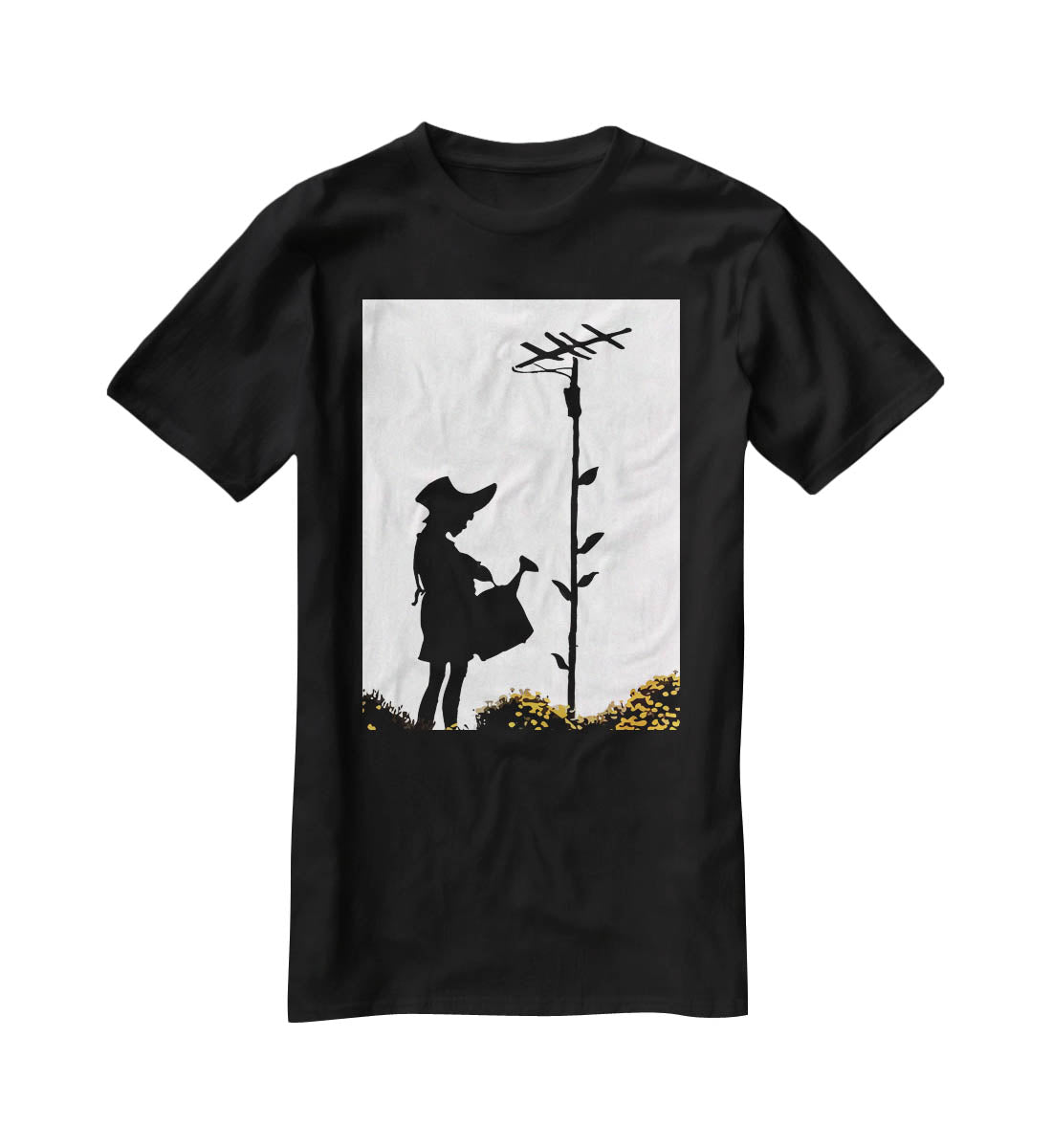 Banksy Flower Aerial Girl T-Shirt - Canvas Art Rocks - 1