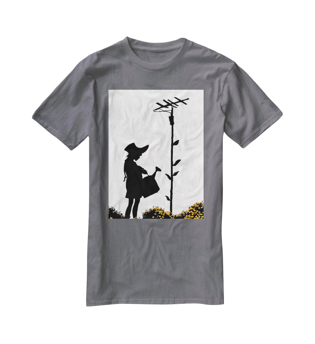 Banksy Flower Aerial Girl T-Shirt - Canvas Art Rocks - 3