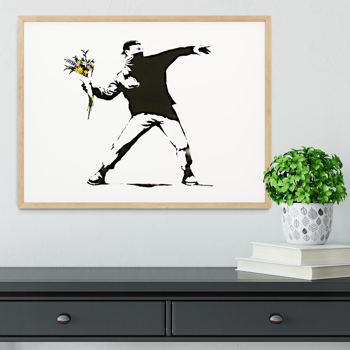 Banksy Flower Thrower Framed Print - Canvas Art Rocks - 4