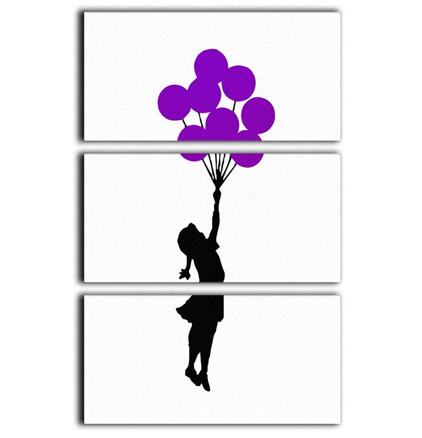 Banksy Flying Balloon Girl 3 Split Panel Canvas Print - Canvas Art Rocks - 1