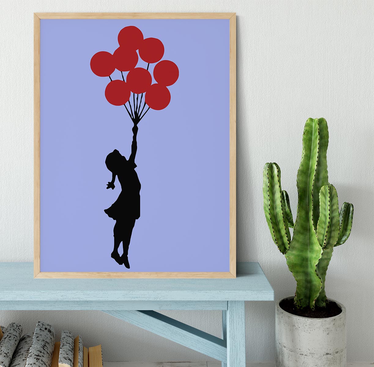 Banksy Flying Balloon Girl Blue Framed Print - Canvas Art Rocks - 4