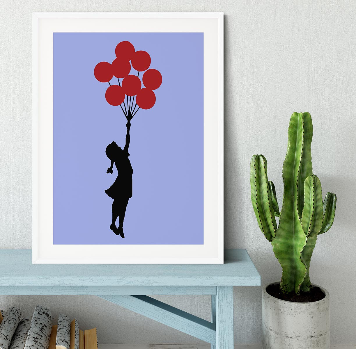 Banksy Flying Balloon Girl Blue Framed Print - Canvas Art Rocks - 5