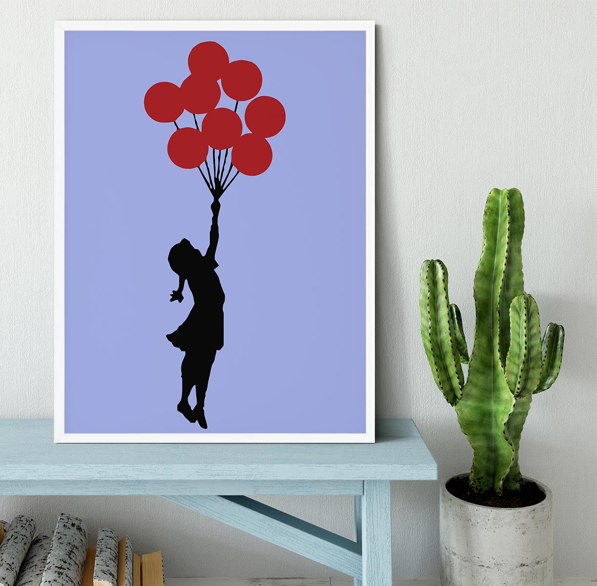 Banksy Flying Balloon Girl Blue Framed Print - Canvas Art Rocks -6