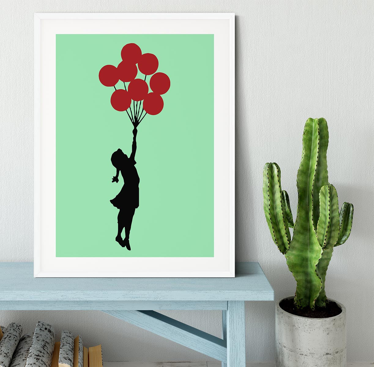 Banksy Flying Balloon Girl Green Framed Print - Canvas Art Rocks - 5