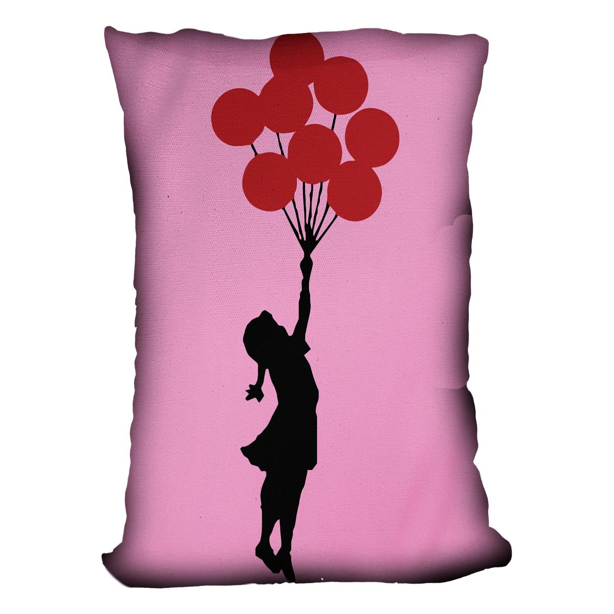Banksy Flying Balloon Girl Pink Cushion - Canvas Art Rocks - 4