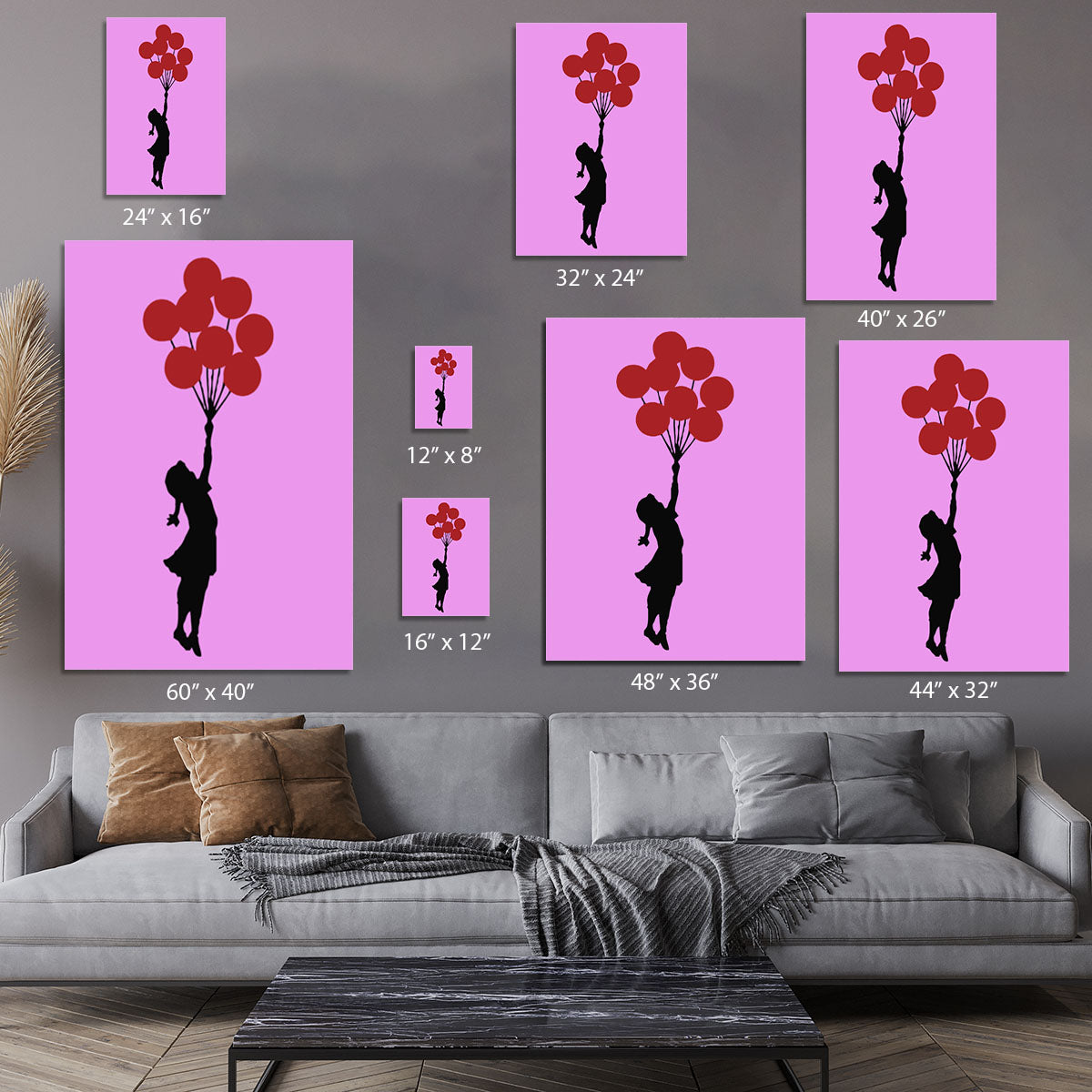 Banksy Flying Balloon Girl Purple Canvas Print or Poster - Canvas Art Rocks - 7