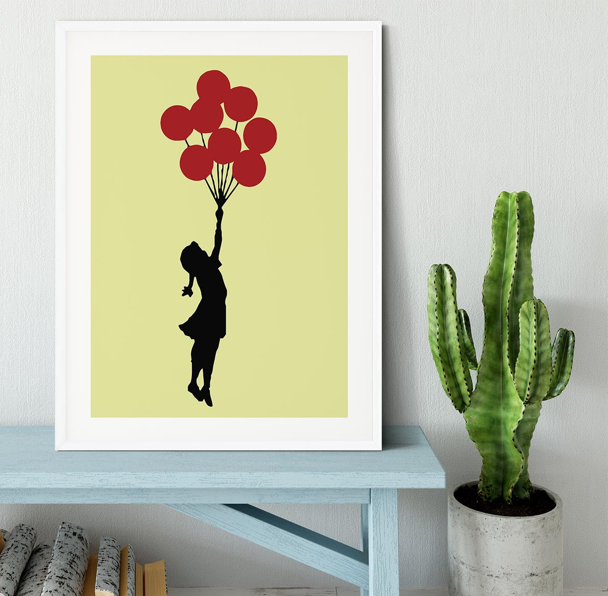 Banksy Flying Balloon Girl Yellow Framed Print - Canvas Art Rocks - 5