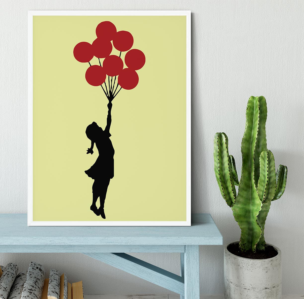 Banksy Flying Balloon Girl Yellow Framed Print - Canvas Art Rocks -6